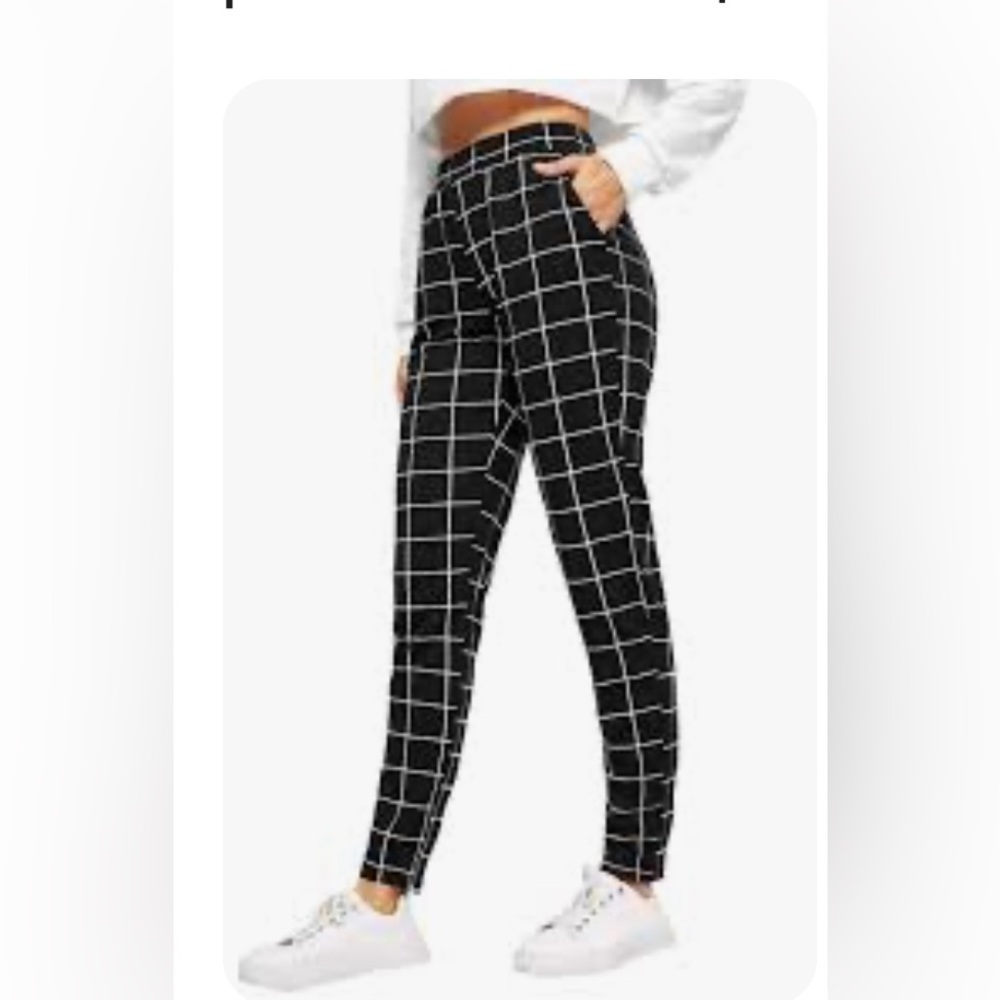 ❤️ Black and White Windowpane Plaid Pants Size XS